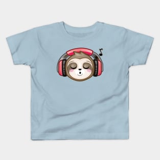 Sloth whistling listening to music Kids T-Shirt